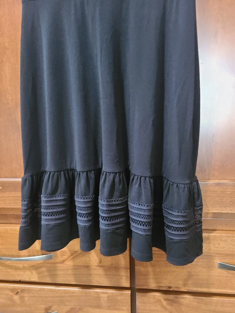 MK Michael Kors Black Short Sleeve Lace-Trim Fit & Flare Dress Size Small